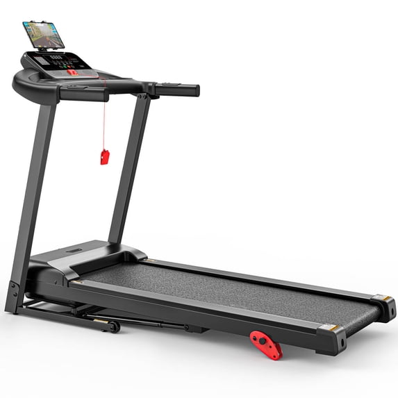 AQUGOKS 330LBS Treadmills for Home 3.75HP Quiet Foldable Treadmill with Incline, Portable Walking Running Treadmill with Tablet Holder, Electric Treadmill with Bluetooth Speaker & APP Control, Cushioned Belt