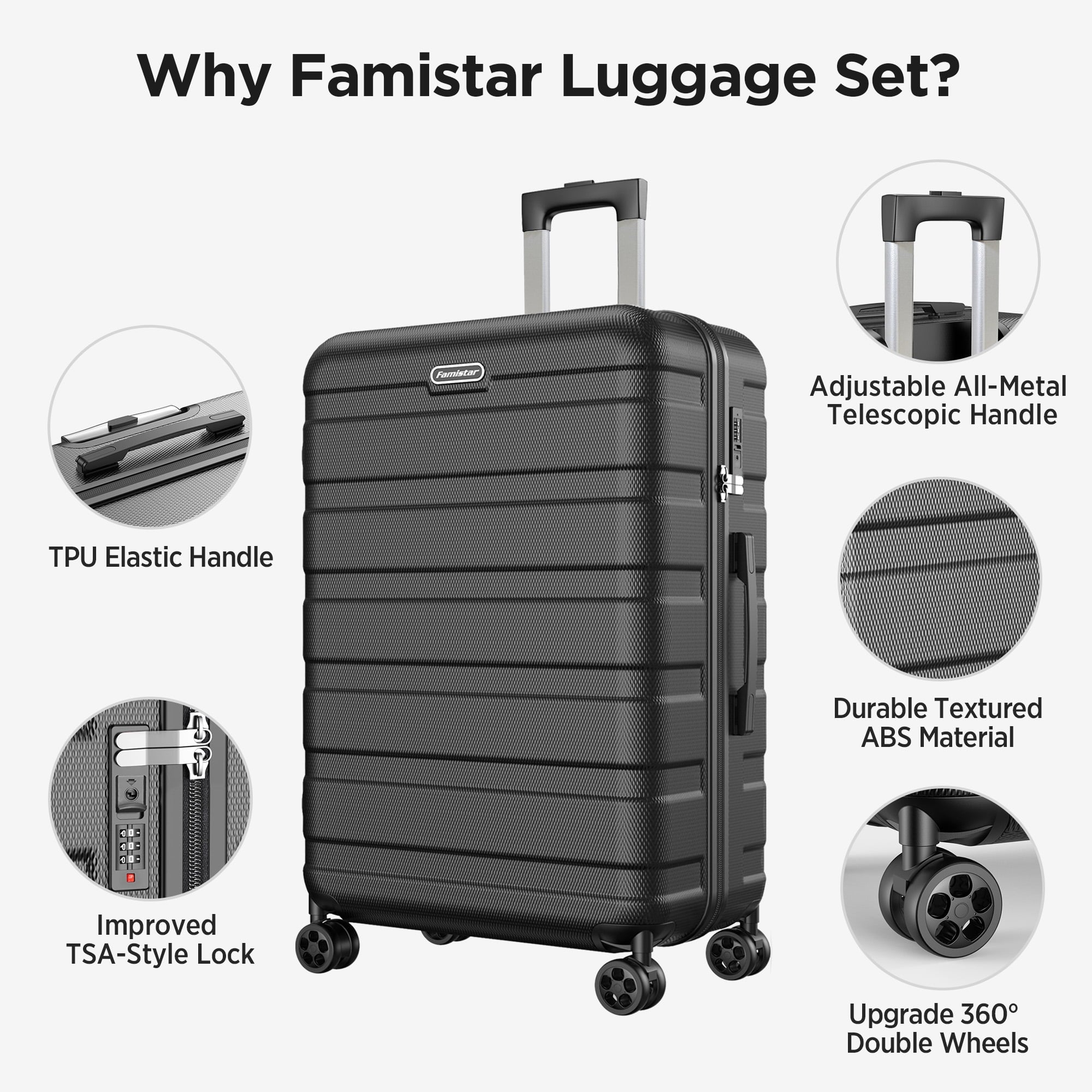 Qvamodo 11-Piece Luggage Set with Spinner Wheels, 28" & 24" Suitcases, 20" Travel Bag, 14" Toiletry Case & 7 Packing Organizers – Lightweight Durable Travel Suitcase Set