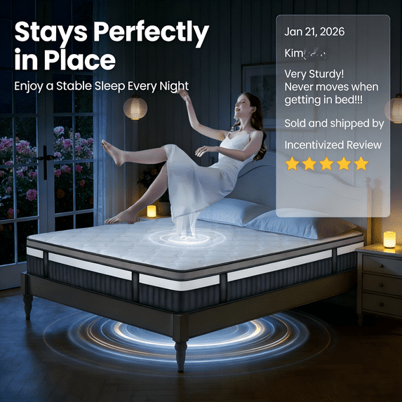 Qvamodo 14 Inch King Size Hybrid Mattress, Cooling Memory Foam Mattress in a Box with Individually Pocket Springs, Medium Firm Pressure Relief, CertiPUR-US Certified
