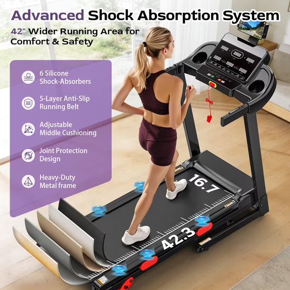 AQUGOKS Folding Treadmill Walking Pad with Incline for Home, 3.75HP Quiet Motor, 10% Manual Incline, 0.6–7.5 mph, 330 lbs Capacity, Exercise Equipment for Home Fitness