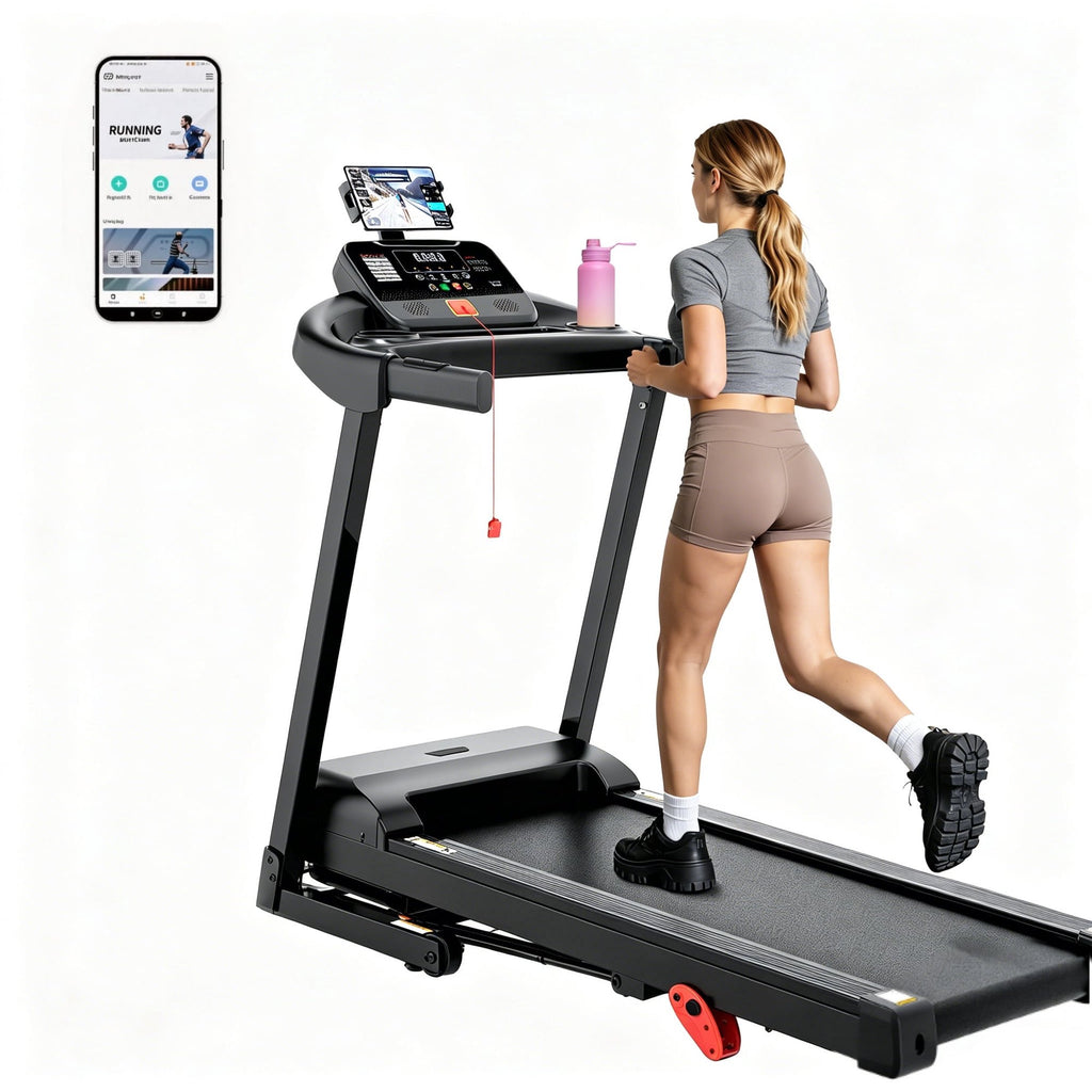 AQUGOKS 3HP Foldable Home Treadmill with Incline, 3-Level Incline, 71 Preset Workouts, App & Bluetooth Control, Quiet Running, 300 lb Capacity, Shock‑Absorbing Deck, Walking Jogging & Running Machine