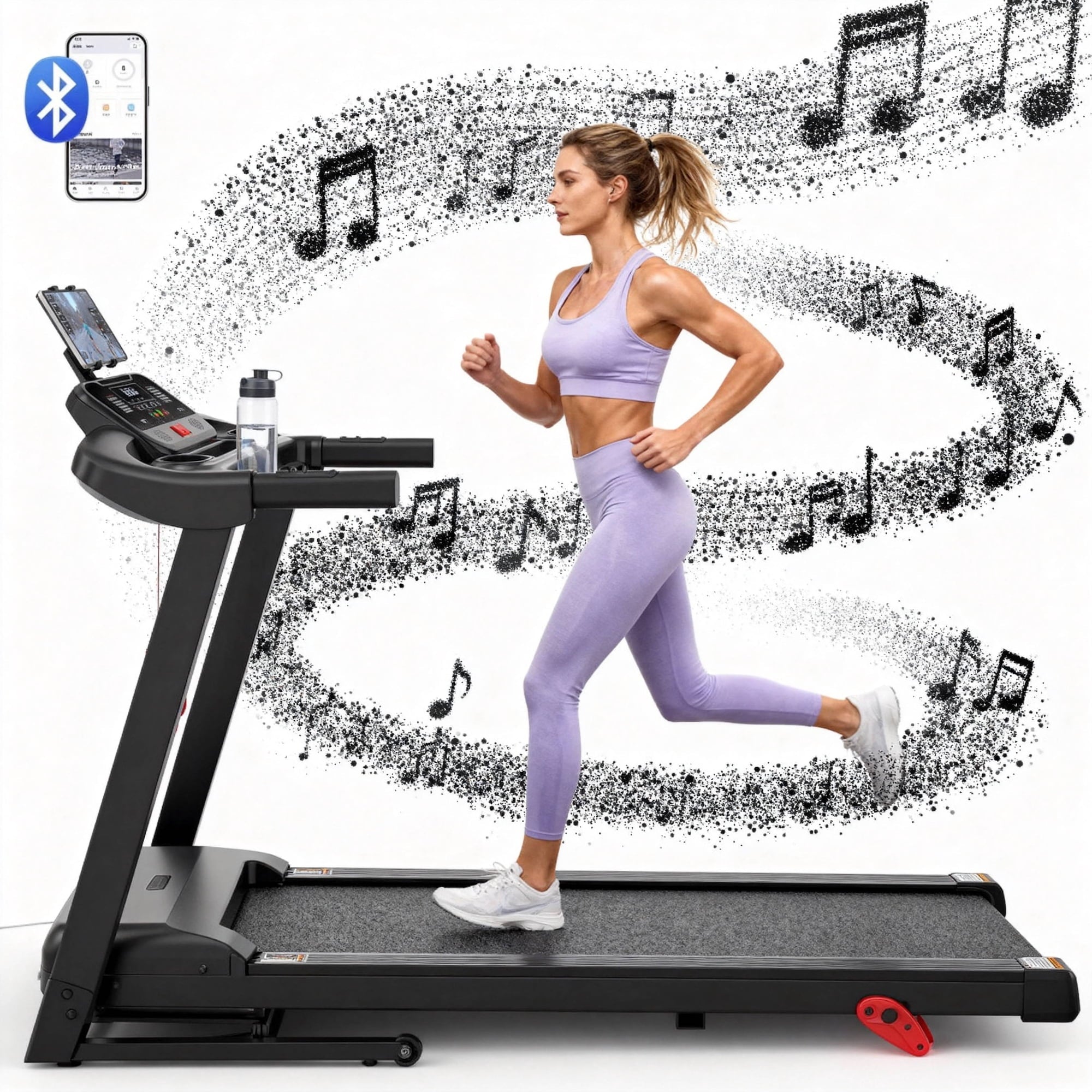 WNANEEZ 3HP Folding Treadmill for Home, 3-Level Incline, 7.5 MPH, 71 Programs, FREE Courses & APP Control, LED Display, Heart Rate Monitor, 300 lbs Capacity, Jogging walking treadmill