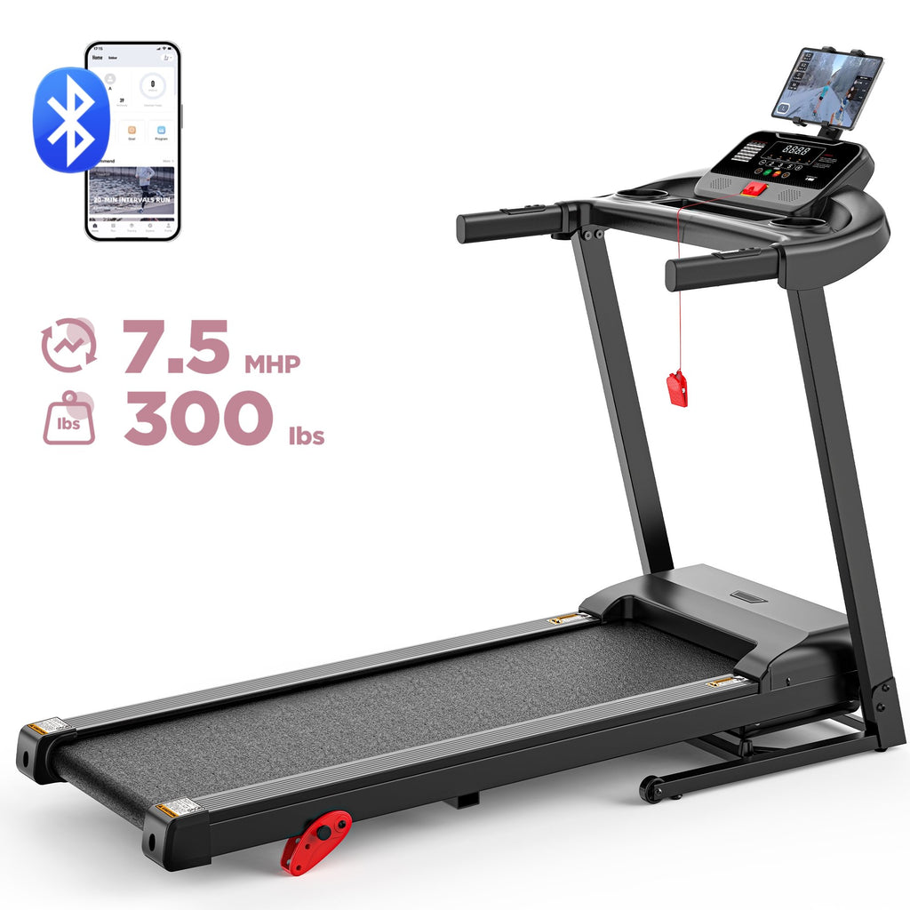 FaayFian  3HP Portable Folding Treadmill for Home&Office, LCD Display , 300 lbs Treadmill with Incline, 64 Programs, APP Control, iPad Holder, 7.5MPH, Exercise Equipment for Walking, Jogging, Running