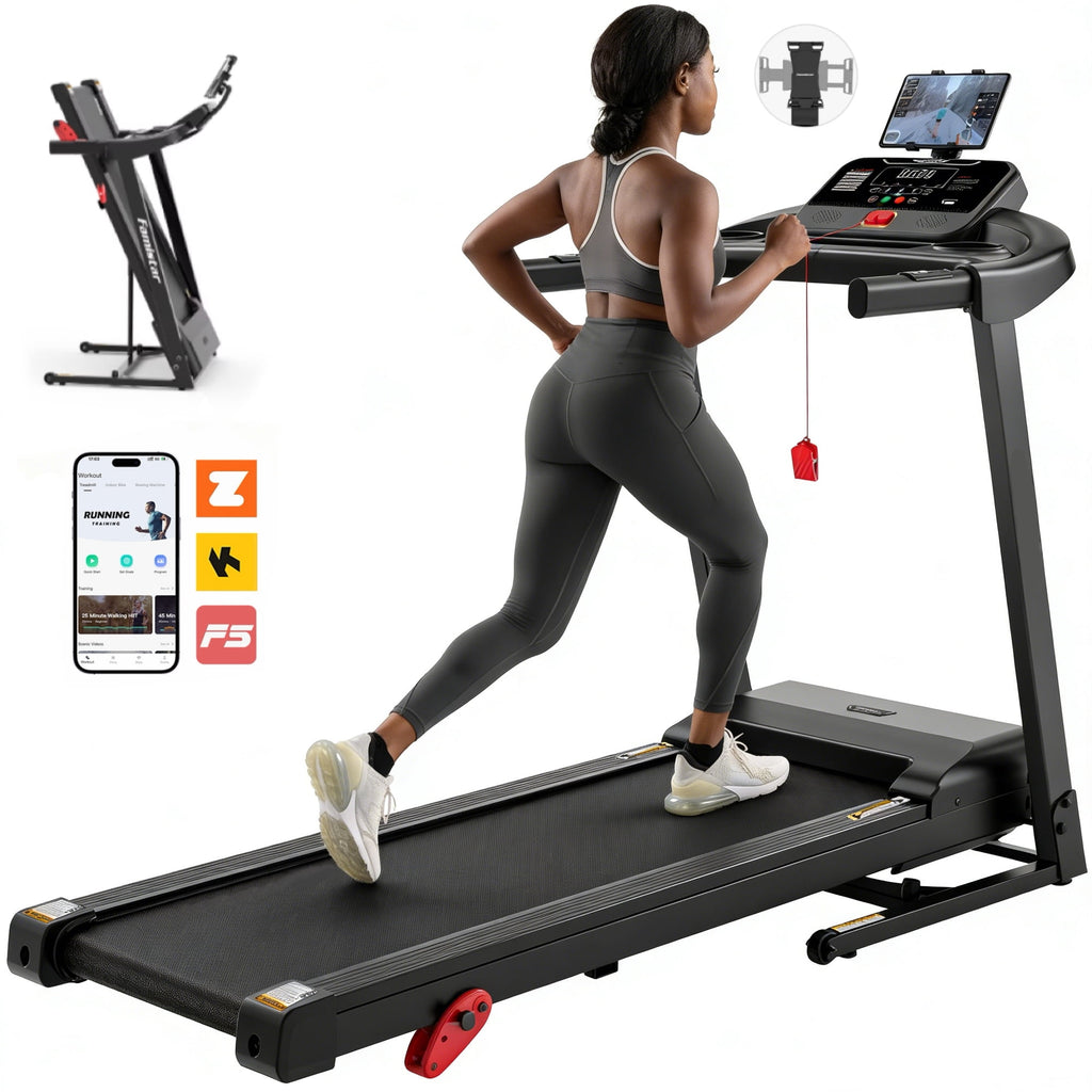 3HP Treadmill with Auto Incline and Handles, Portable Foldable Heavy Duty Treadmill for Home, 300-350 lbs Capacity, 7.5 MPH, 71 Programs, Free App Workouts, Walking, Jogging, Running Machine