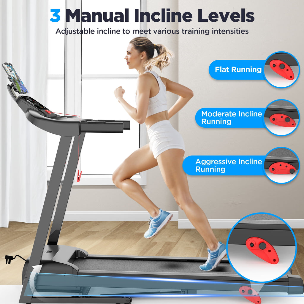 FaayFian 300lbs Folding Treadmill w/ 3HP Motor, 64+7 Programs, Incline Treadmill for Home, 7.5MPH Speed, APP Control & Bluetooth Speakers, Shock-Absorbing Running Belt, Portable Walking Jogging Treadmill