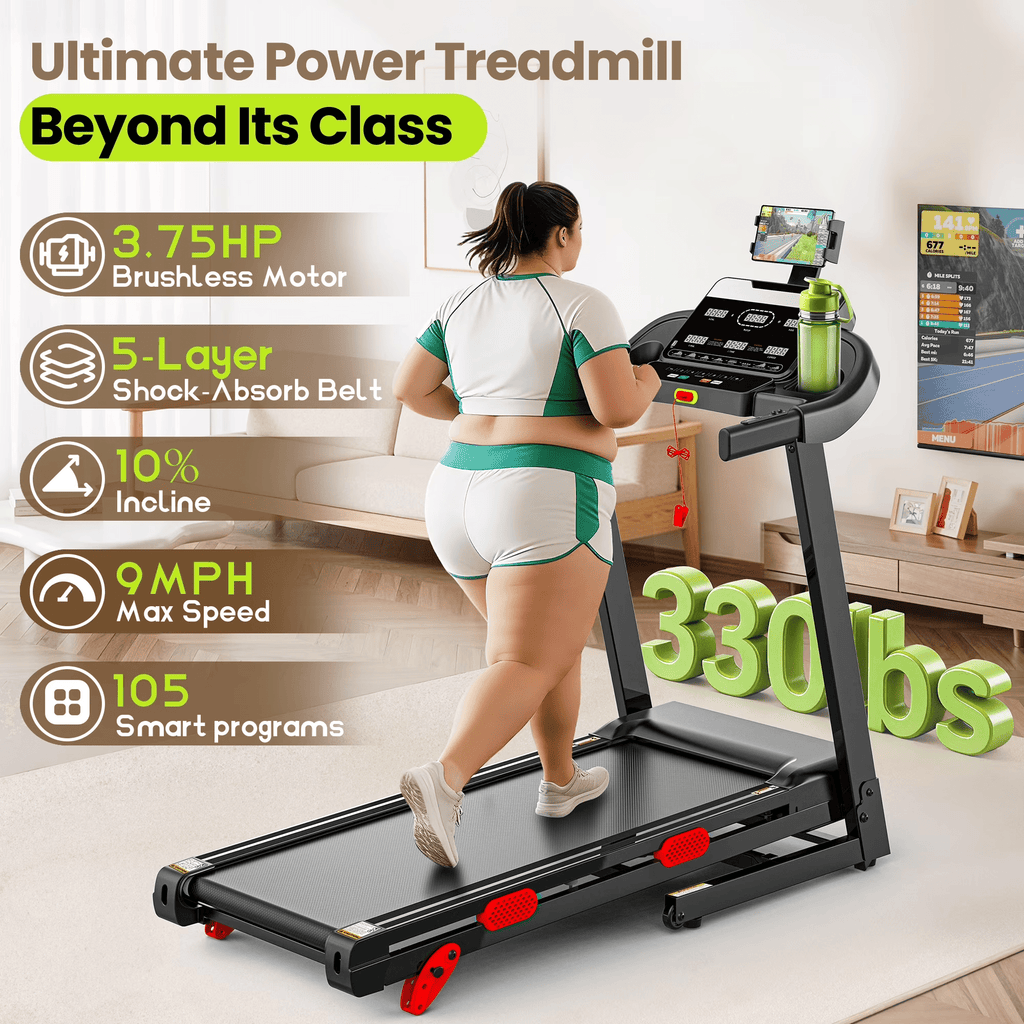 WNANEEZ Folding Electric Treadmill for Home Use with APP Control, Shock Absorption, 3.75HP Quiet Motor, Compact Design for Daily Cardio Workout