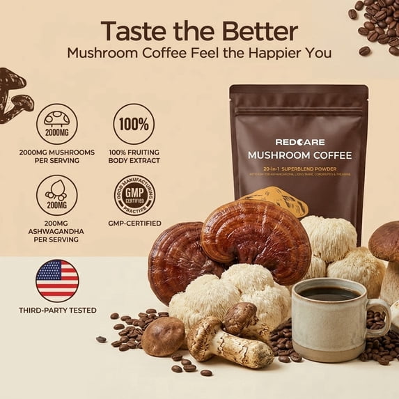 MAJUNES Organic Mushroom Coffee Powder Supplements Premium Arabica Coffee with Lion's Mane, Reishi, Chaga, Cordyceps, instant adaptogenic mushroom coffee for Focus, 6.35oz - 30 Servings