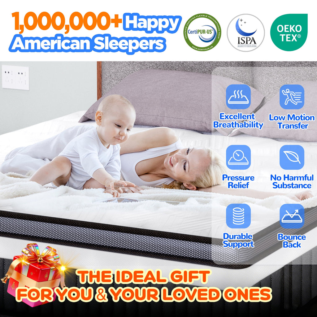 Famista Queen Mattress, Famistar 14 Inch Memory Foam Mattress Queen Size, Innerspring Hybrid Queen Bed Mattress in a Box Medium Firm with Motion Isolation & Strong Support & Pressure Relief, CertiPUR-US
