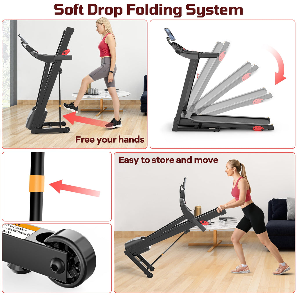 Famistar 3.5HP Foldable 4-in-1 Treadmill with 12% Incline, APP Connectivity & Bluetooth Speakers, 330 lbs Capacity, 64 Programs, Treadmill for Home/Office, Walking Jogging Machine, Knee Strap Gift