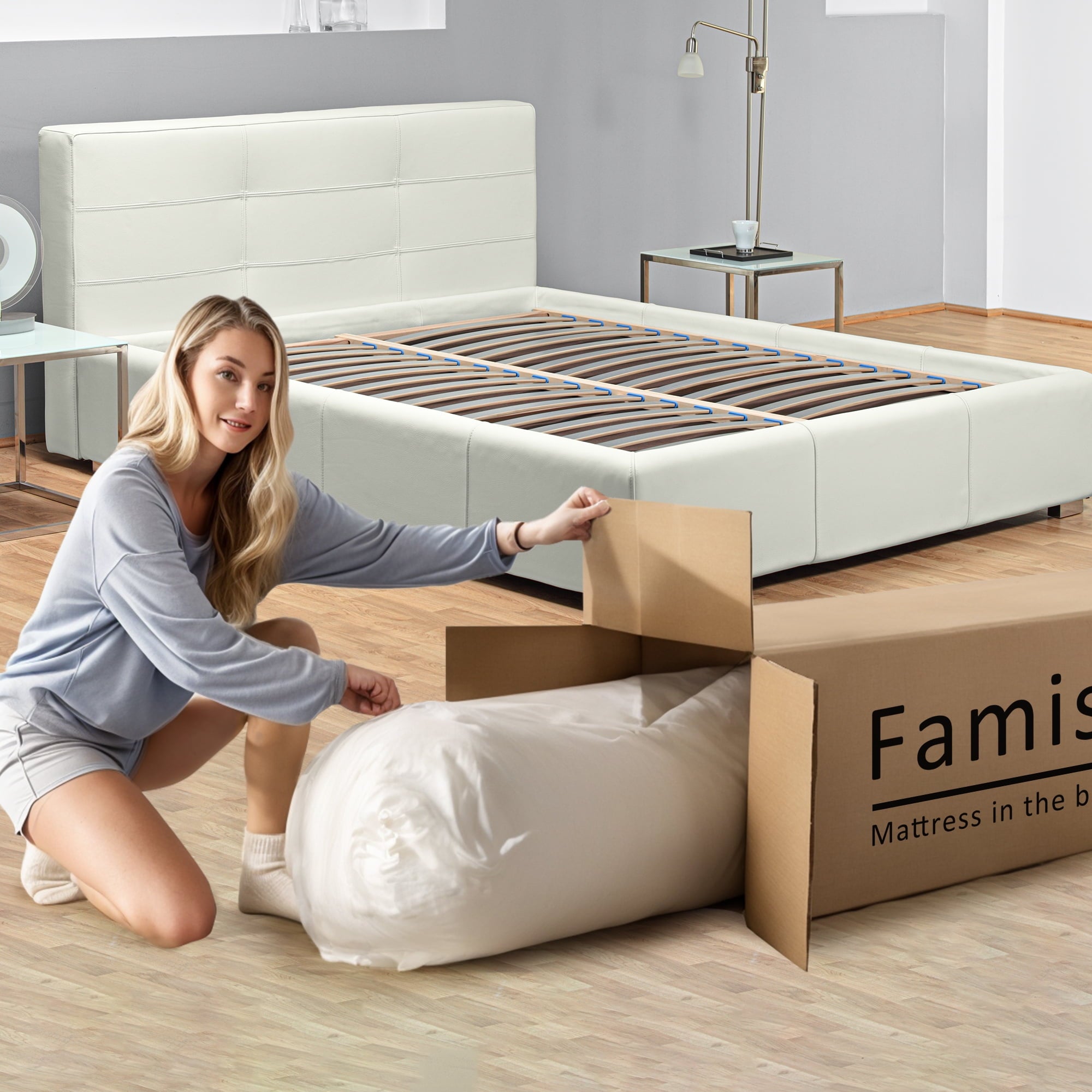 Qvamodo 14 in King Size Mattress in a Box, Gel Memory Foam Mattress for Cool Sleep & Pressure Relief, Medium Firm, Motion Isolating, CertiPUR-US Certified, Breathable