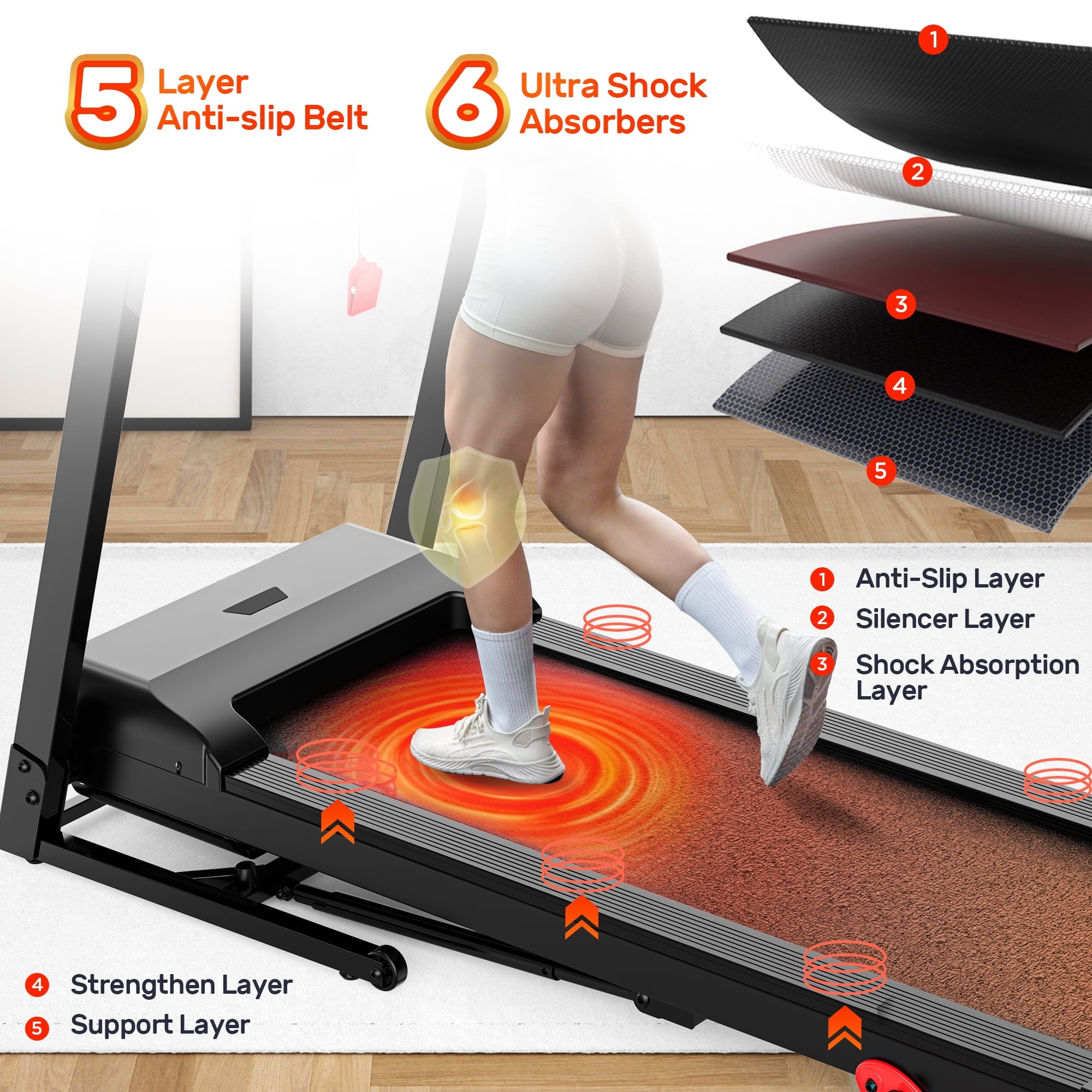 Campmoy 300 lbs Capacity Treadmill for Home, 3.5HP Folding Treadmill w/ 71 Preset Workouts, APP with Free Train Courses, Dual HiFi Speakers, Exercise Equipment for Walking, Jogging, Running