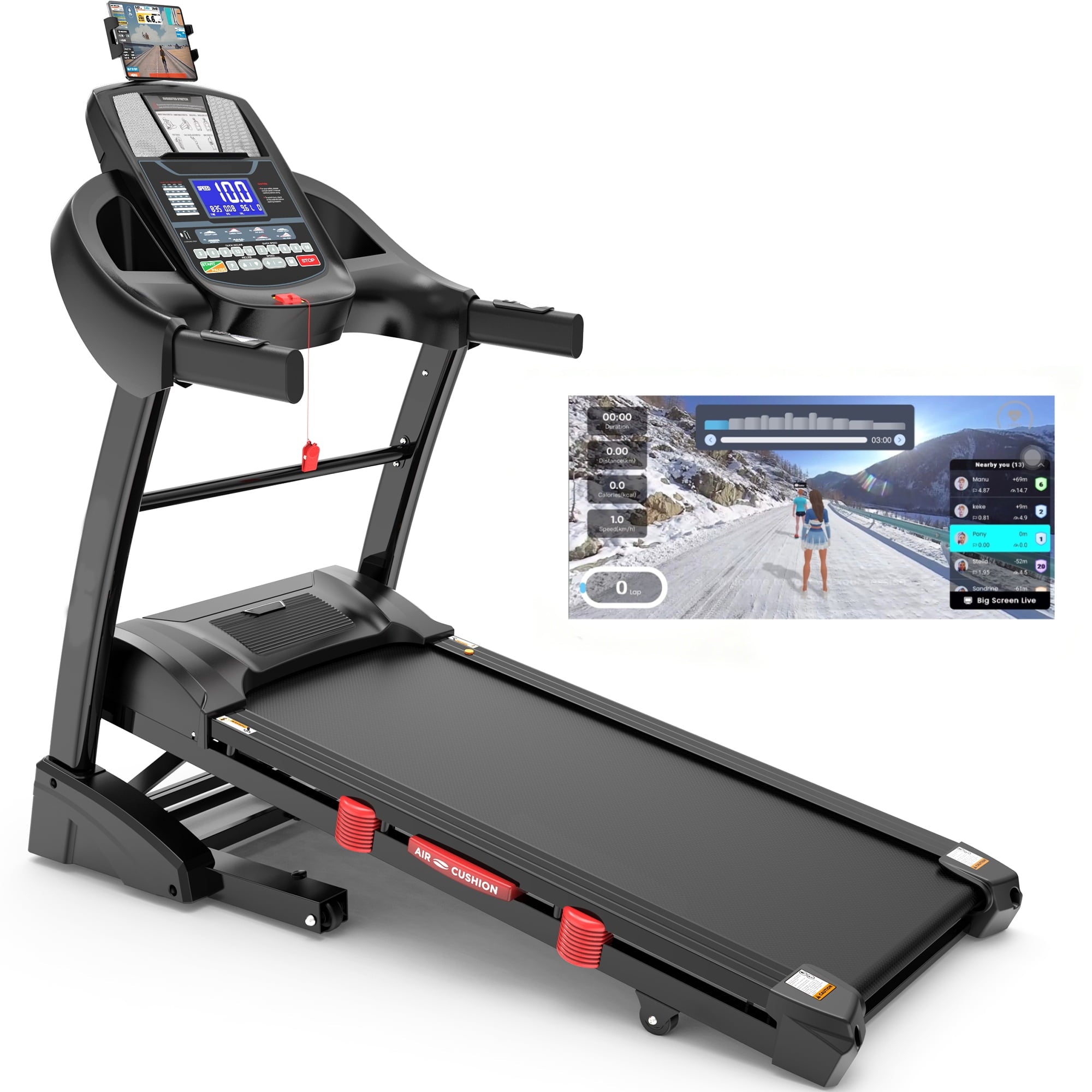 MAJUNES 4.5HP Powerful Folding Treadmill for Home, 15% Auto Incline, 64 Workout Programs, App Control, 300 lbs Capacity, Quiet Brushless Motor & Shock Absorption
