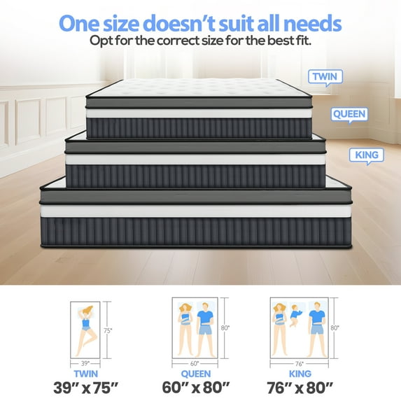 Qvamodo King Size Mattress in a Box, 14 Inch Hybrid Mattress with Gel Memory Foam and Pocket Springs, Medium Firm Feel, Cooling Comfort, Pressure Relief, Motion Isolation, CertiPUR-US Certified