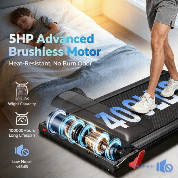 Qvamodo Folding Treadmill for Home–5HP Motor, 20-Level Auto Incline, 71 Programs, Free Courses & APP & Bluetooth, LCD Display, 18"×50" Cushioned Deck, 330 lbs Capacity, Jogging walking, Knee Straps Bonus