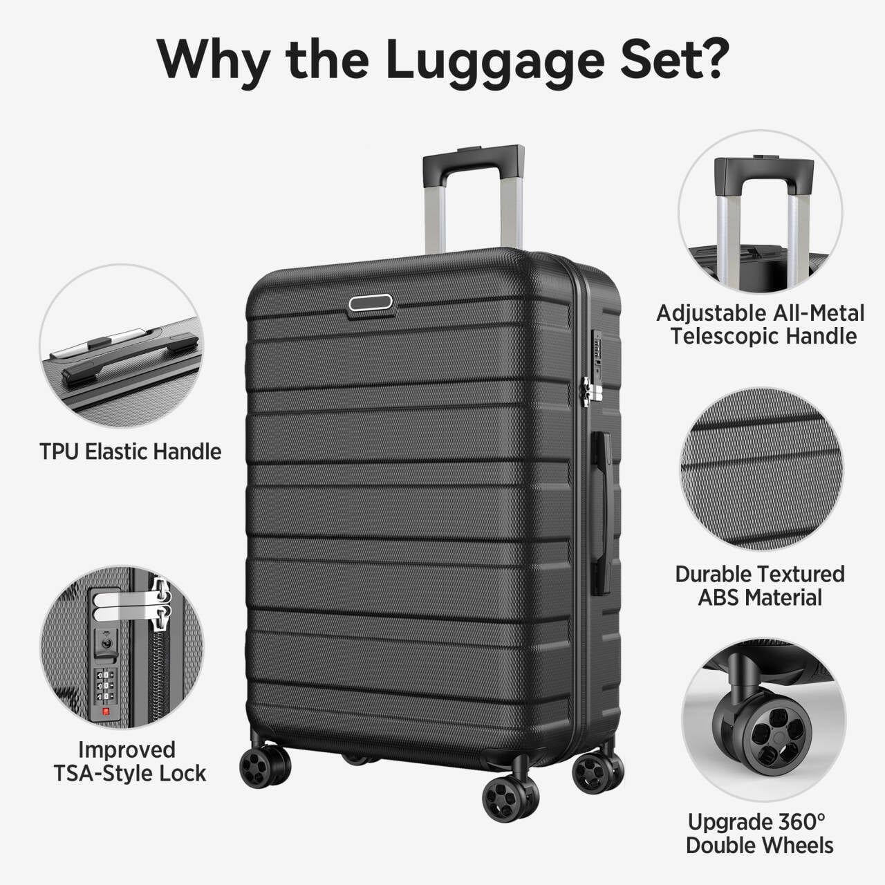 Qvamodo 11-Piece Luggage Set with Spinner Wheels, 28" & 24" Suitcases, 20" Travel Bag, 14" Toiletry Case & 7 Packing Organizers – Lightweight Durable Travel Suitcase Set