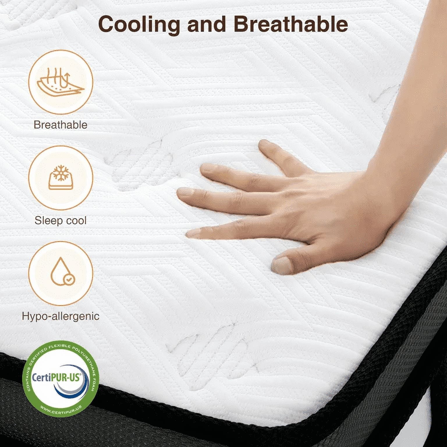Campmoy King Mattress, 14inch Memory Foam Mattress, Bed in a Box, Medium Firm, Zoned Pressure Relief, Certified Safe Foams & Fabric, Breathable & Cooling Mattress