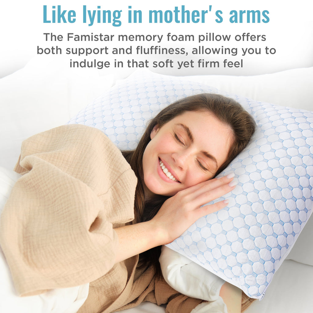 ODYAAZ Pillows Queen Size Set of 2, Shredded Memory Foam Cooling Pillows, Cooling Hotel Gusseted Pillows, for Side, Back & Stomach Sleeper, Adjustable Loft, OEKO-TEX Certified, 30"*20"