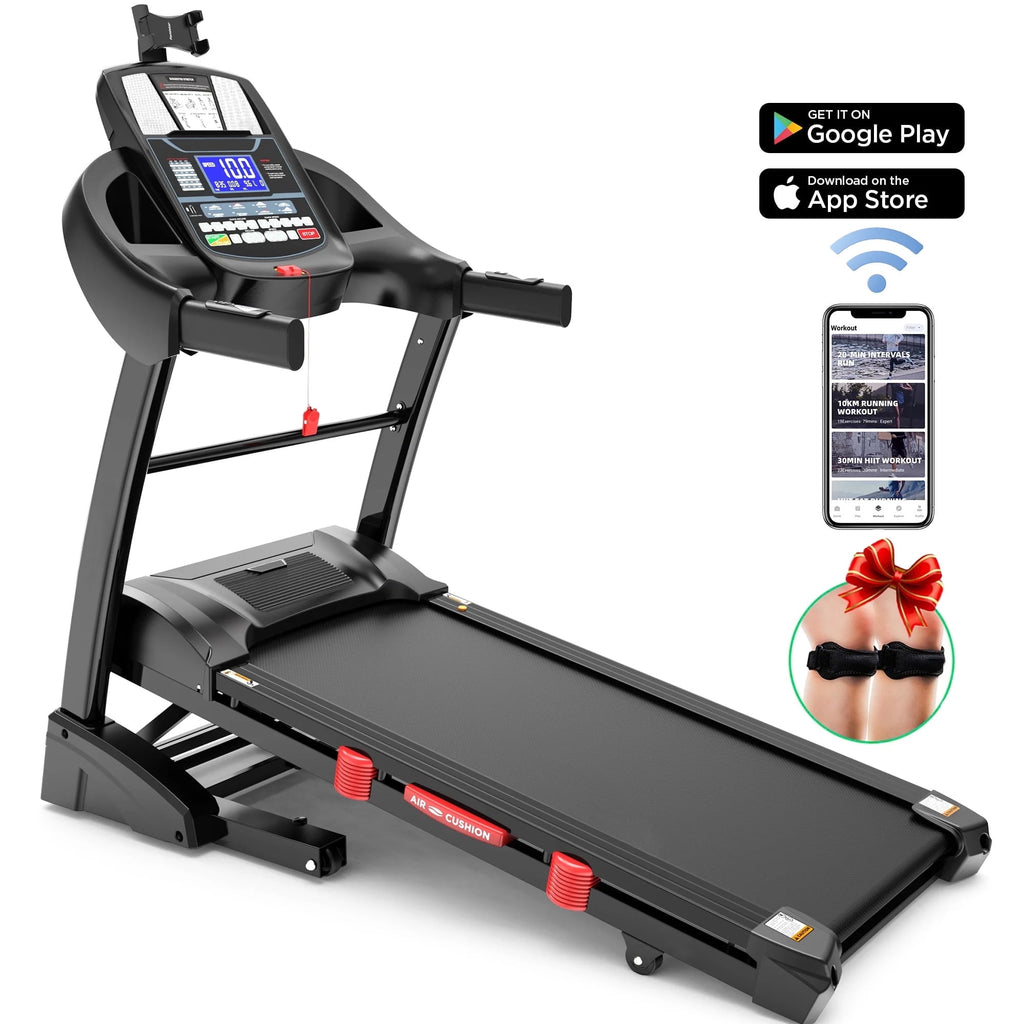 Campmoy 5.0HP 300LB Capacity Treadmill for Home, Foldable Treadmill w/ 15% Auto Incline, Immersive Run w/ Smart APP, 64+7 Workout Programs, 10MPH, Shock-Absorbing Exercise Treadmill for Walking Running