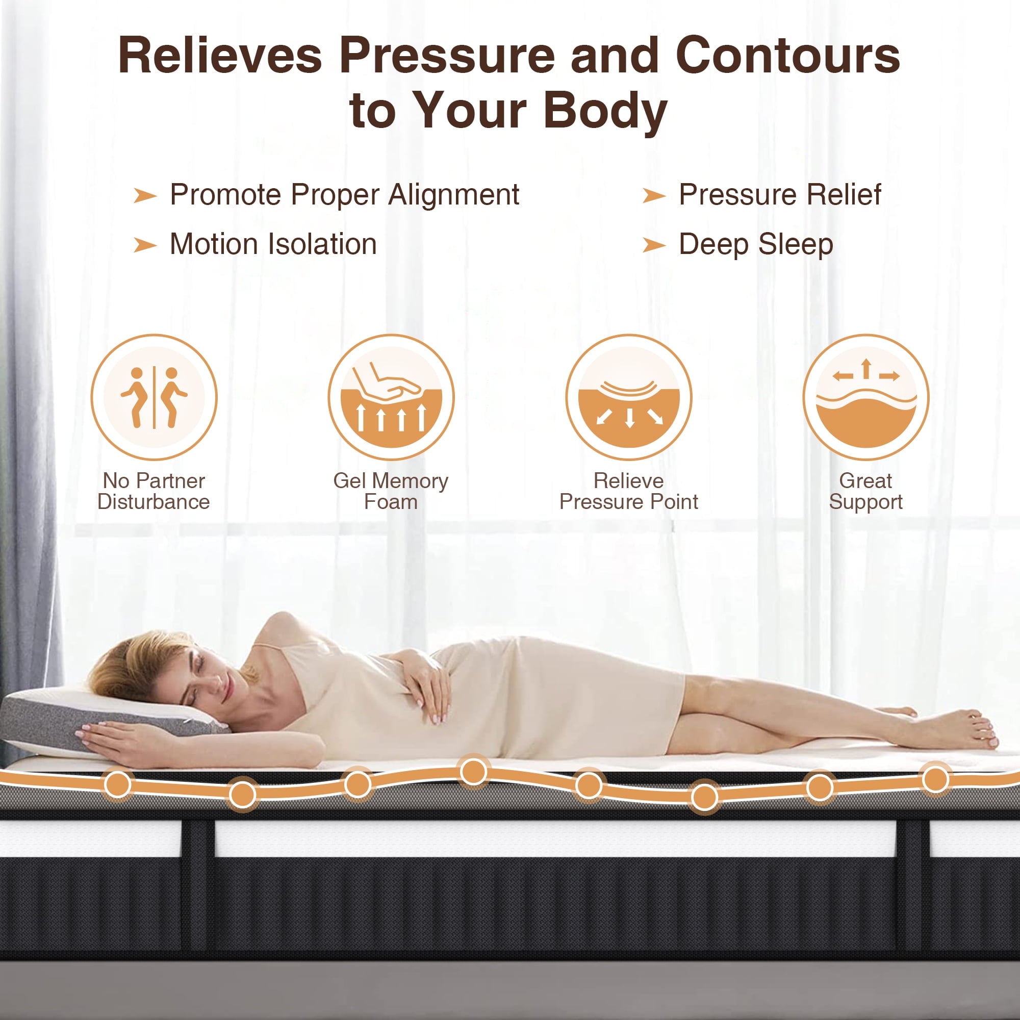14" King Size High-Density Memory Foam Mattress, Independent Pocket Springs, Hypoallergenic Soft Knit Fabric, Cooling Breathable Design