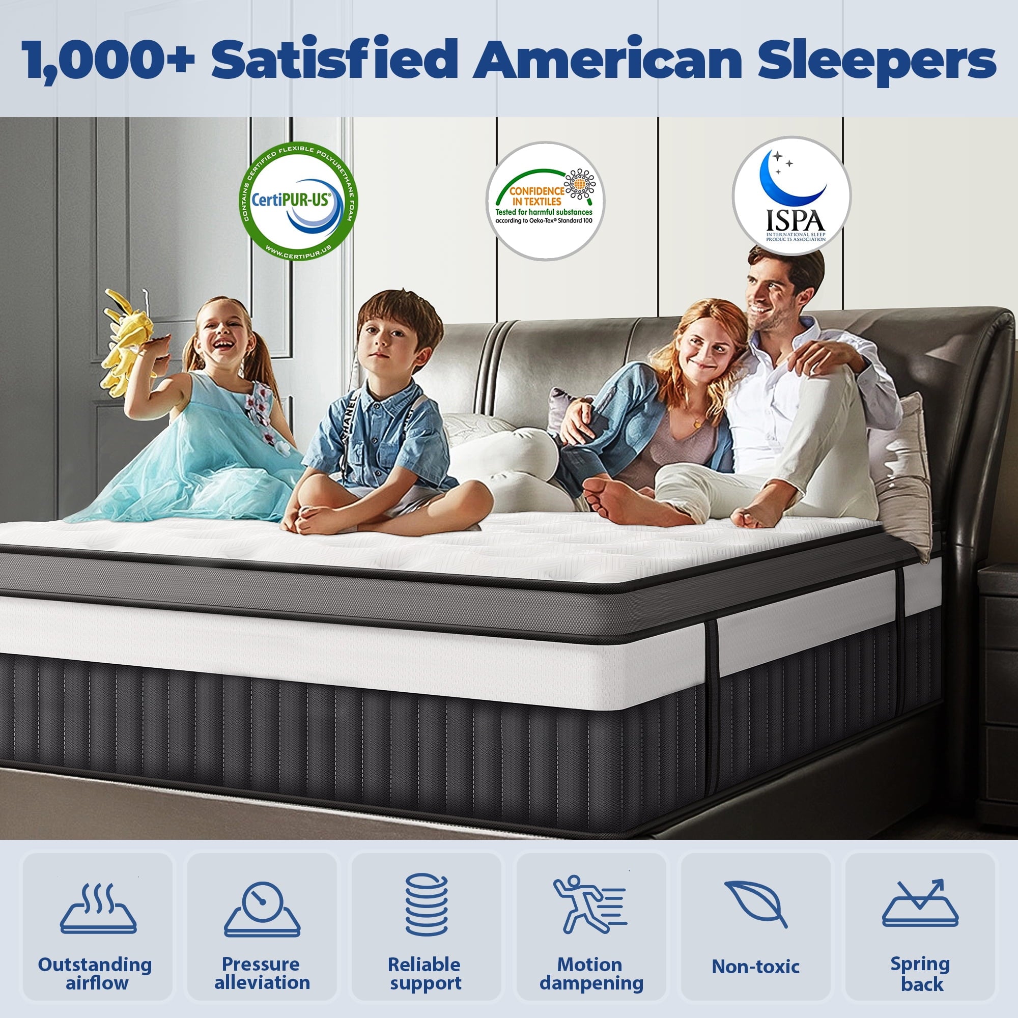 ODYAAZ Queen Size Mattress, 14 Inch Memory Foam Hybrid Mattress in a Box, Breathable Bed Mattress for Cooler Sleep Supportive & Pressure Relief, Medium Firm Feel