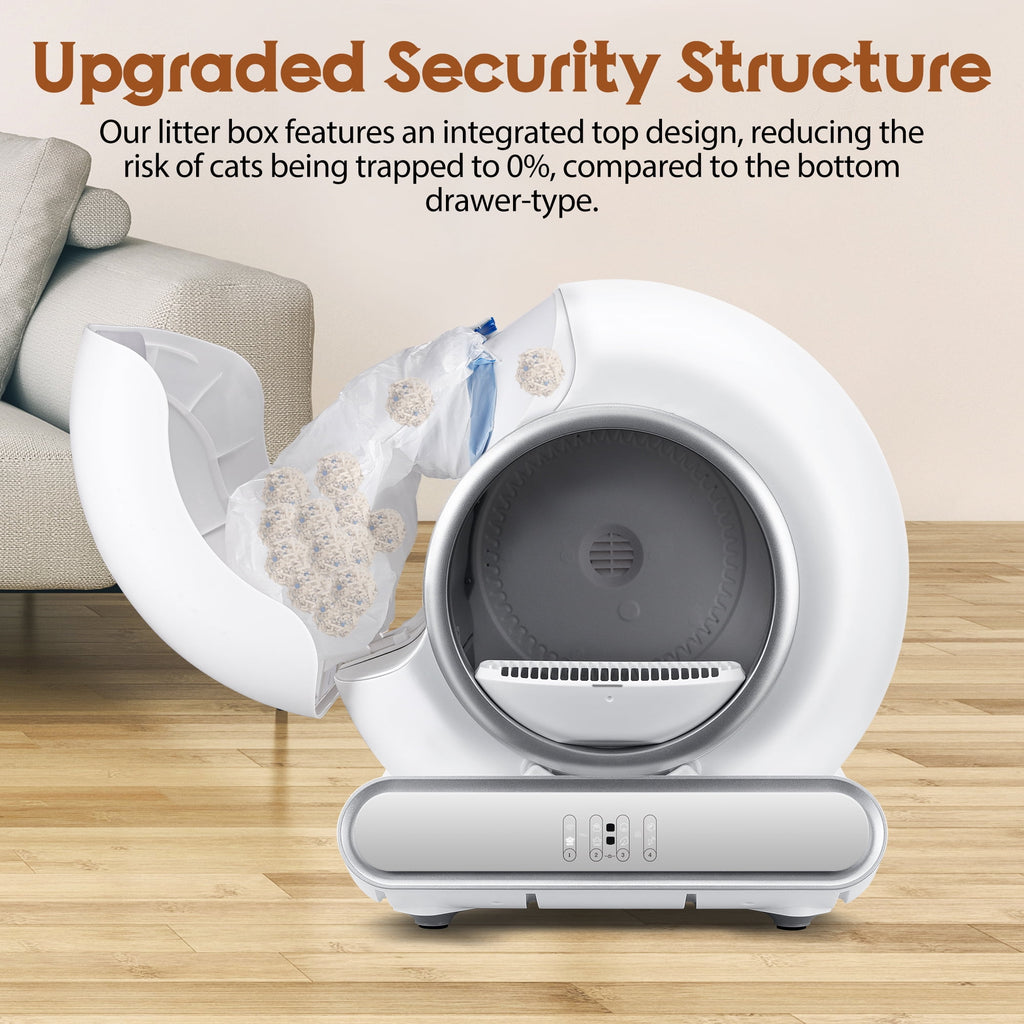 Campmoy Self Cleaning Cat Litter Box, Automatic Litter Box w/ Liner, Dual Sensor Protection for Multi Cat, APP+ Panel Control, Odor Removal, Health Monitoring, Large Capacity Litter Box