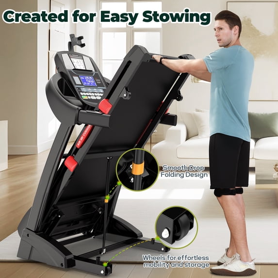 WNANEEZ Folding Treadmill for Home with 15 Levels Auto Incline,4.5HP Portable Treadmill 300 lbs with 64 Programs,10MPH,APP, Bluetooth, Shock Absorption Deck