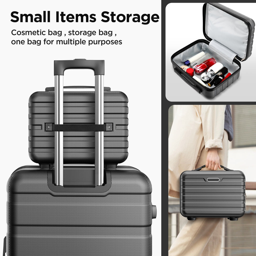 ODYAAZ Luggage Sets 11 Piece, Expandable ABS Durable Suitcases Sets, TSA-style Lock Travel Checked Luggage Sets Black