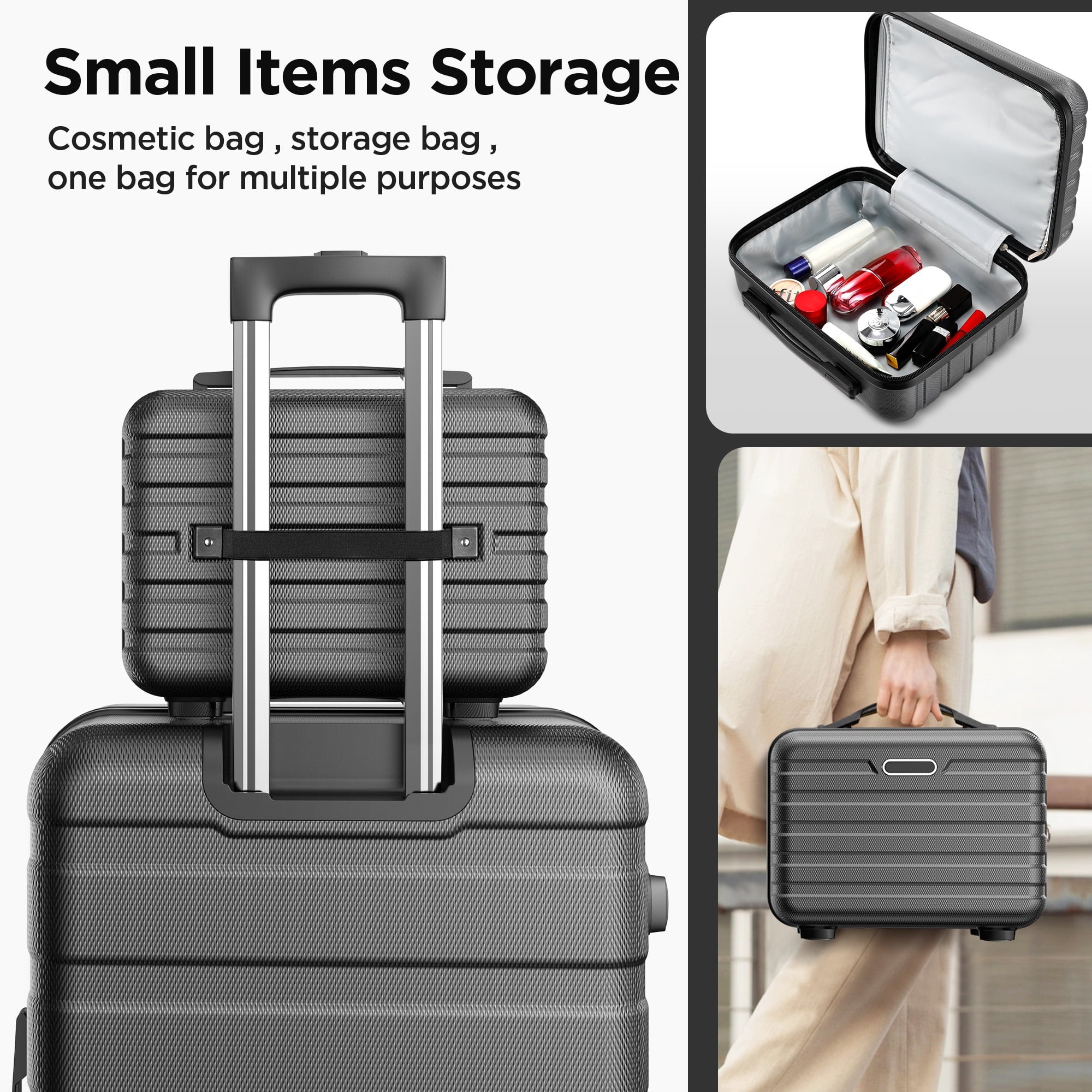 ODYAAZ Luggage Sets 11 Piece, Expandable ABS Durable Suitcases Sets, TSA-style Lock Travel Checked Luggage Sets Black