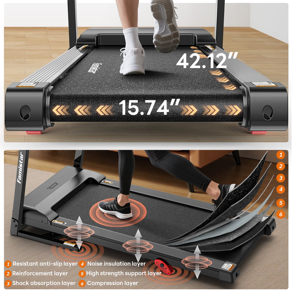 FaayFian 3.1HP Treadmill for Home, Folding Treadmill 300lbs Capacity, Treadmill with 6% Incline, 0.6-7.5MPH, 64 Preset Program, App Control, Knees Protection