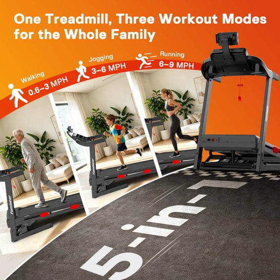 FaayFian 3.8HP Folding Exercise Treadmill with 15% Auto Incline, Fitness Treadmill for Home with APP, 300 lbs Capacity, treadmill for walking, running, 105 Programs, Tablet Holder