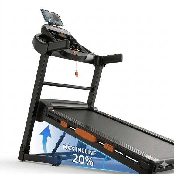 AQUGOKS 5HP Treadmill Auto Incline 20 Levels, 12MPH High-Speed Treadmill w/ 400lb Capacity, Folding Treadmill for Home,96+9 Programs, Heavy Duty Exercise Equipment, APP Connnection,Dual HiFi Steareo Speaker