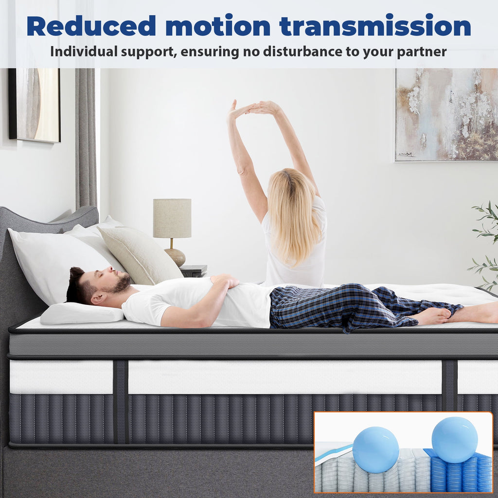 ODYAAZ 14" King Size Mattress Medium Firm Memory Foam Hybrid Mattress with Pressure Relief