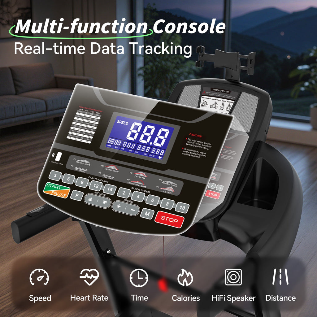 FaayFian 5.1HP Folding Treadmills for Home, Treadmill 400lbs Capacity with 20% Incline, Max 12MPH Speed, Treadmill Running Machine with APP & Bluetooth, Shock Absorption, Home&Office
