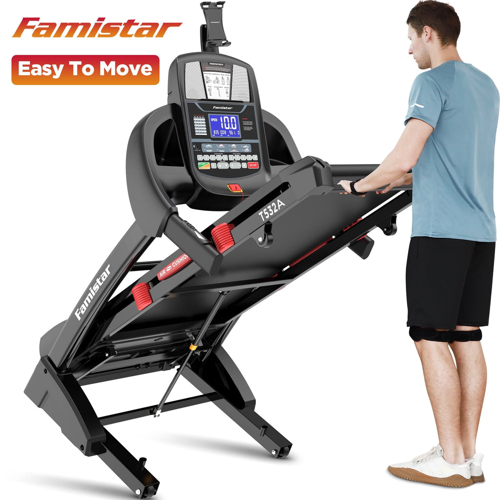 Campmoy Portable Folding Treadmill for Home Office with 15°Auto Incline, 300lbs Capacity, 10MPH Fast Speed, 64+3+3+1 Programs, APP Enabled, Bluetooth Speakers, Smart Running Walking Machine, 5.0HP