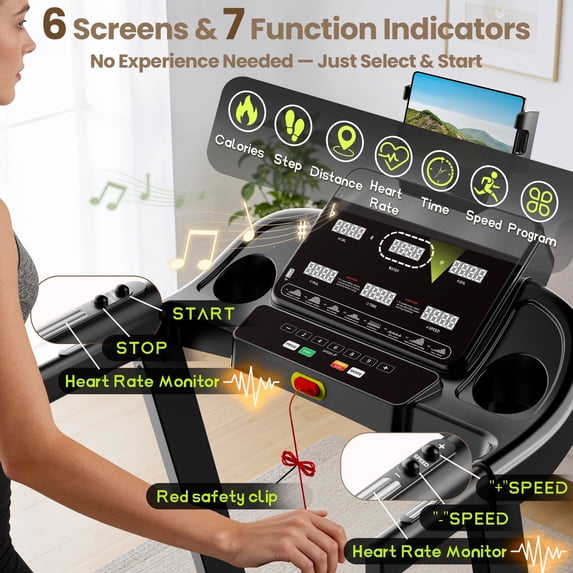 Qvamodo Home Folding Treadmills with 10% Incline, 0.6–9 MPH Speed, Ultra Quiet Brushless Motor, 330 lb Capacity, Walking Pad Treadmill, Caminadora Electrica Para Casa