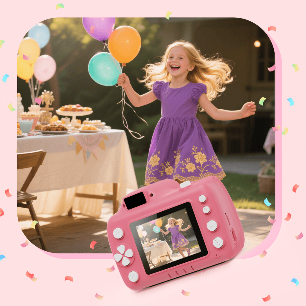FaayFian Kids Camera with Projector - 1080P HD Video Recording, Simple Operation and Flexible Use, 6000mAh Big Battery & 32GB SD Card, Birthday Gift for Boys Girls (Pink)