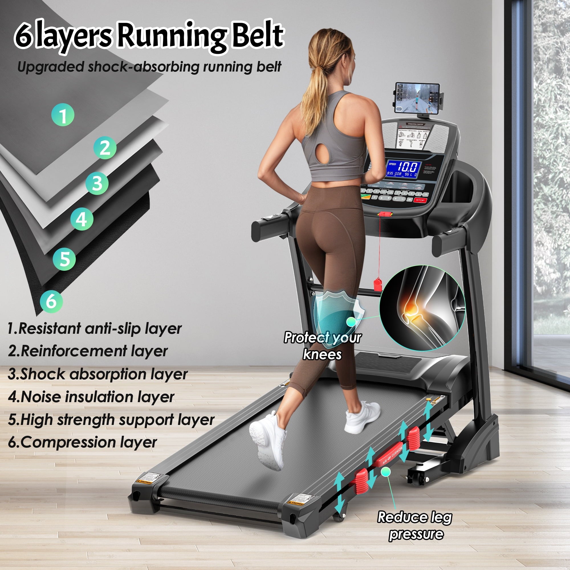 FaayFian 4.5HP Folding Treadmill for Home with 15% Auto Incline,Treadmill 300 LB Capacity Bluetooth App Control, Shock Absorption Running Belt, 0.6–10 MPH,71 Workout Programs