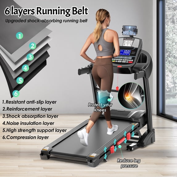 FaayFian Folding Electric Treadmill for Home, 5HP Motor, 300 Lbs Capacity, Up to 12 MPH Running Machine with 20% Auto Incline, APP & Bluetooth Control, Shock Absorption, HiFi Stereo Speakers, Compact Fitness