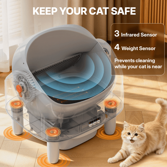 WNANEEZ Self Cleaning Cat Litter Box with 11L Waste Drawer, Open Top Automatic Cat Litter Box with APP Control, 7-Sensor Safety, Odor Control, Quiet Operation, 100L Capacity Litter Box for Multiple Cats