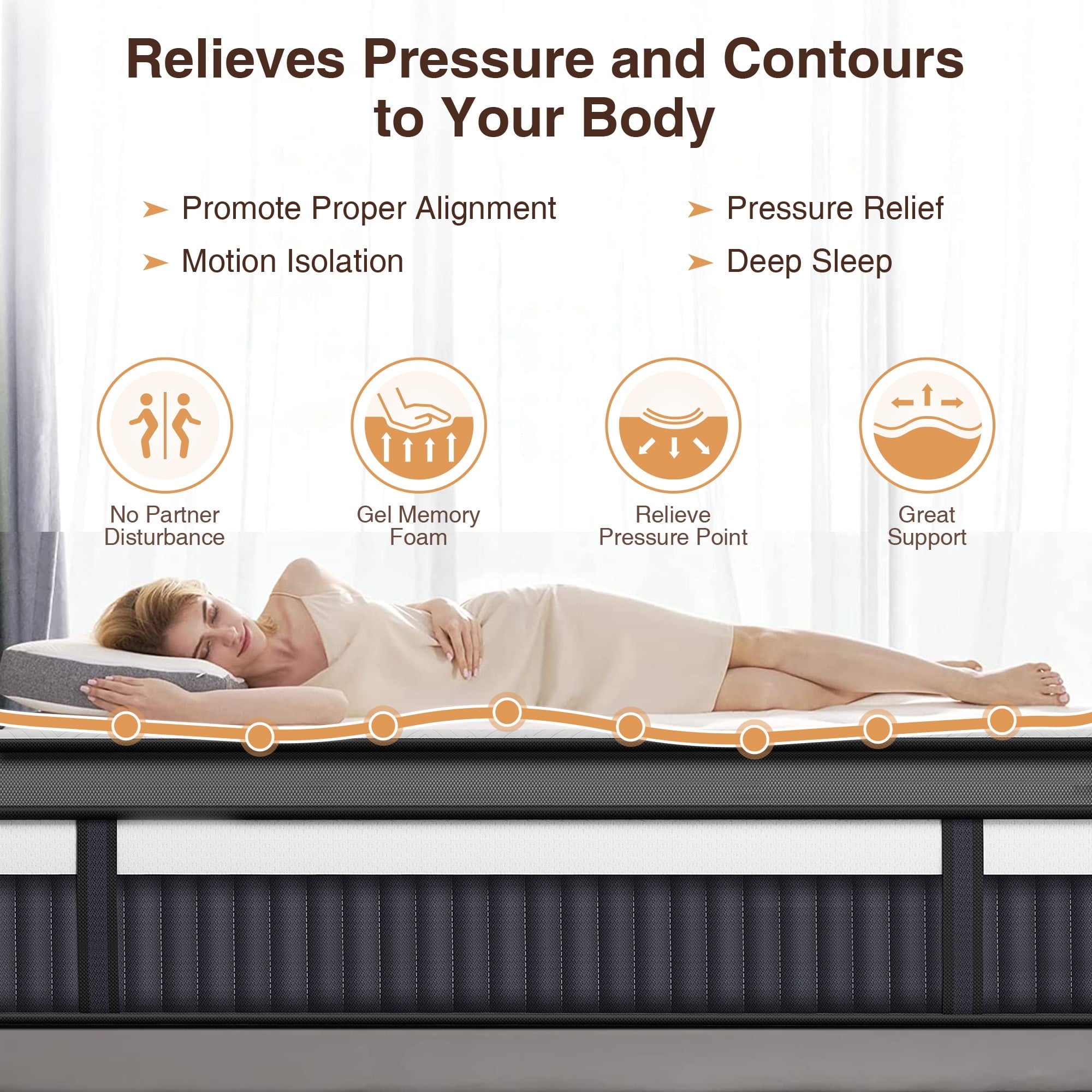 WNANEEZ Queen Mattress 14" Medium Soft Memory Foam Mattress，Mattress Hybrid Pocket Spring Bed in a Box