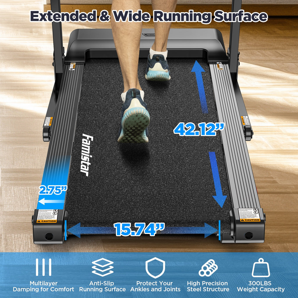 Campmoy 300 lbs Capacity Treadmill for Home, 3.5HP Folding Treadmill w/ 71 Preset Workouts, APP with Free Train Courses, Dual HiFi Speakers, Exercise Equipment for Walking, Jogging, Running