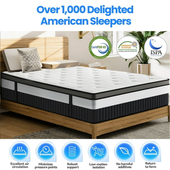 Qvamodo King Size Mattress in a Box, 14 Inch Hybrid Mattress with Gel Memory Foam and Pocket Springs, Medium Firm Feel, Cooling Comfort, Pressure Relief, Motion Isolation, CertiPUR-US Certified