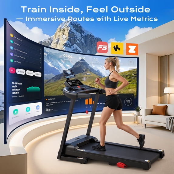 FaayFian Treadmill 300lbs Capacity, Folding Treadmill for Home with 6% Incline , 0.6-7.5MPH, APP Control, Shock Absorption, 71 Programs, Home&Office