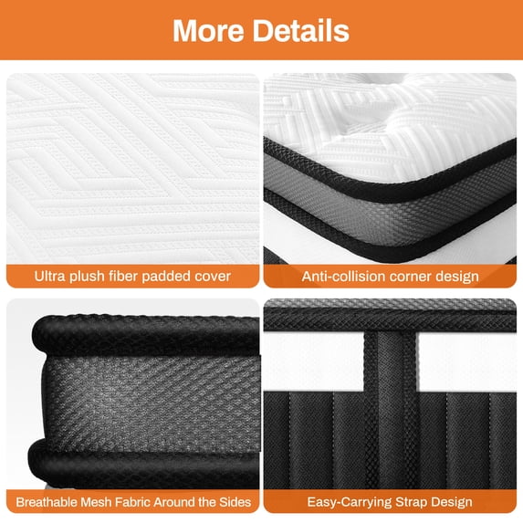 Qvamodo Cooling Relief Gel Queen Size Mattress in a Box, 14in Mattress in a Box, Medium-Firm for Presure Relief&Cooler Sleep, Motion Isolation, Certified Safe Foams & Fabric