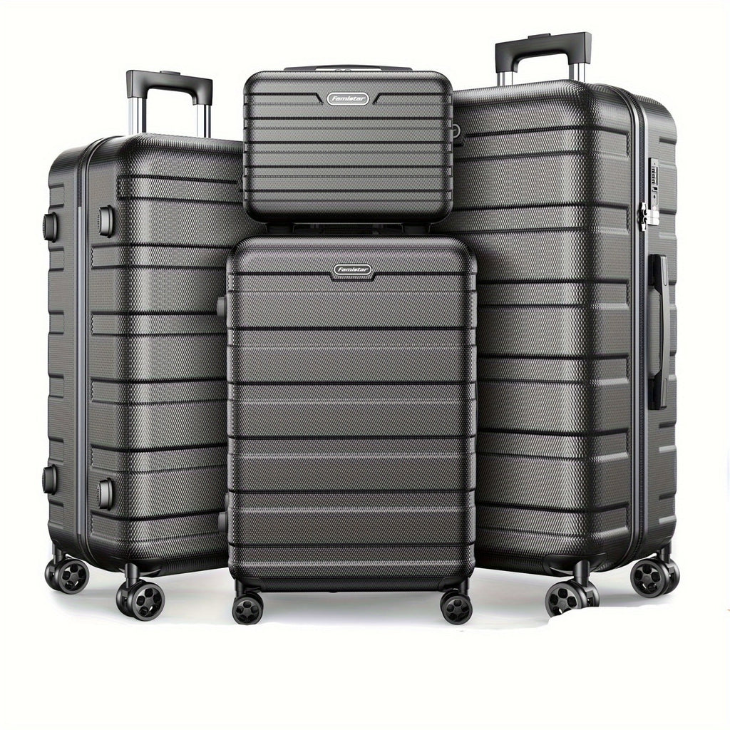 MAJUNES 11Pcs Luggage Sets, ABS Hardshell Suitcase w/ Dual 360° Spinner Wheels & TSA Lock, Lightweight Durable Hardside Carry on Luggage for Travel, Deep Black