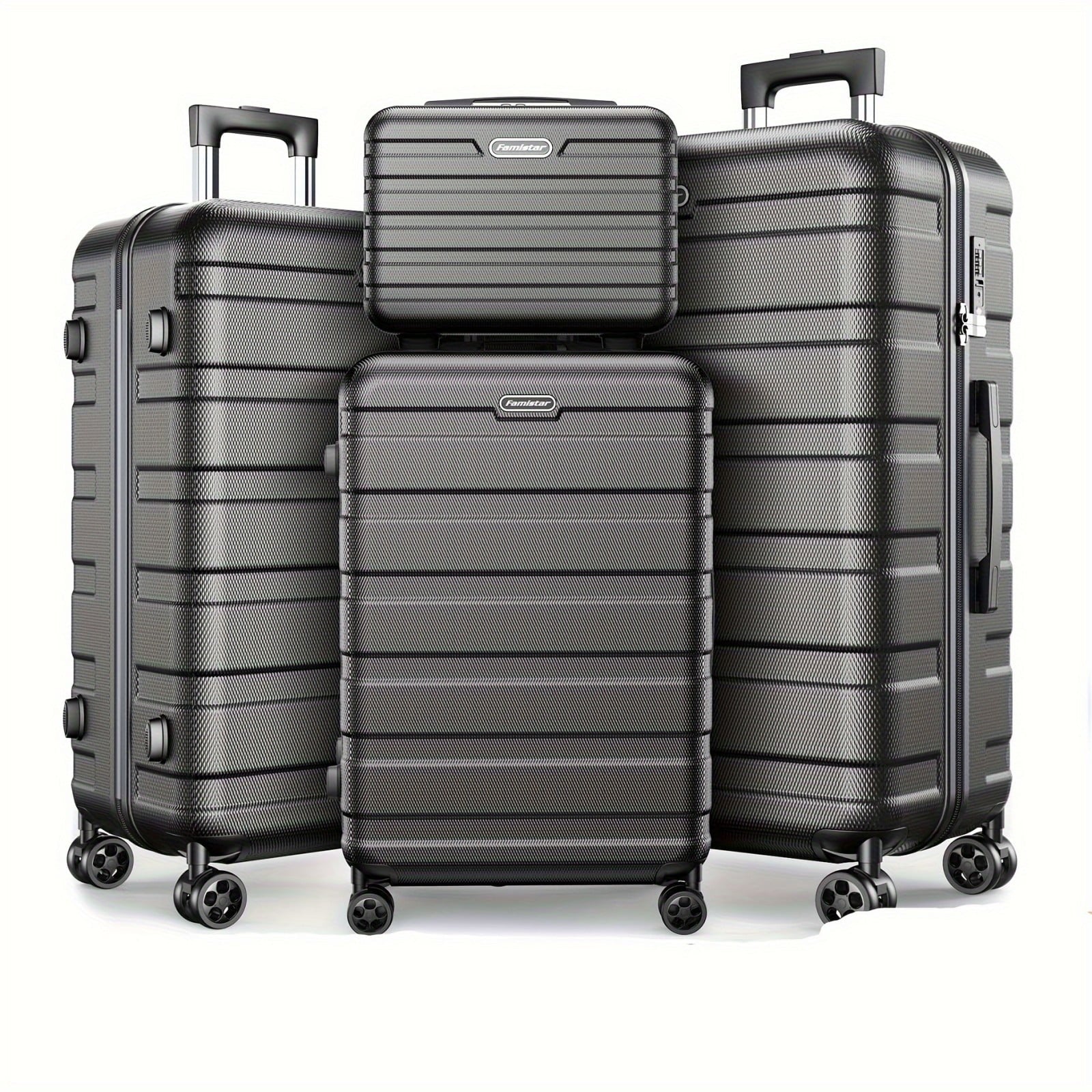 MAJUNES 11Pcs Luggage Sets, ABS Hardshell Suitcase w/ Dual 360° Spinner Wheels & TSA Lock, Lightweight Durable Hardside Carry on Luggage for Travel, Deep Black