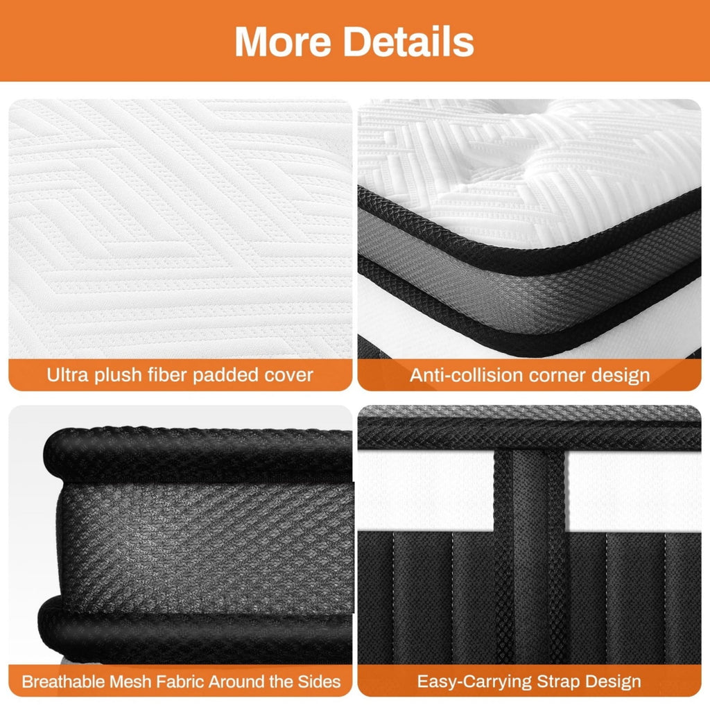 Campmoy 14 Inch King Mattress in a Box - Hybrid Gel Memory Foam & Coils, Medium Firm Feel, CertiPUR-US Certified for Pressure Relief & Edge Support, Ideal for Side Sleepers
