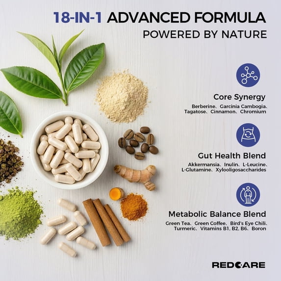 MAJUNES GLP-1 Support Supplement | 18-in-1 Berberine Complex with Probiotics & Prebiotics | Gut Health & Metabolism Support for Women & Men | 60 Capsules