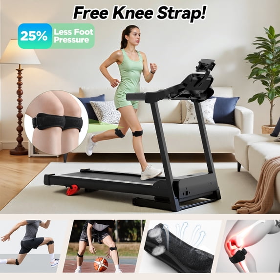 AQUGOKS Foldable Home Treadmill, 0.6–7.5 MPH Running Walking Pad with 9% Incline, 3.0HP Brushless Motor, Bluetooth Speaker & App Connected, 300 LB Capacity, LCD Display, 6 Workout Modes & 12 HIIT Programs