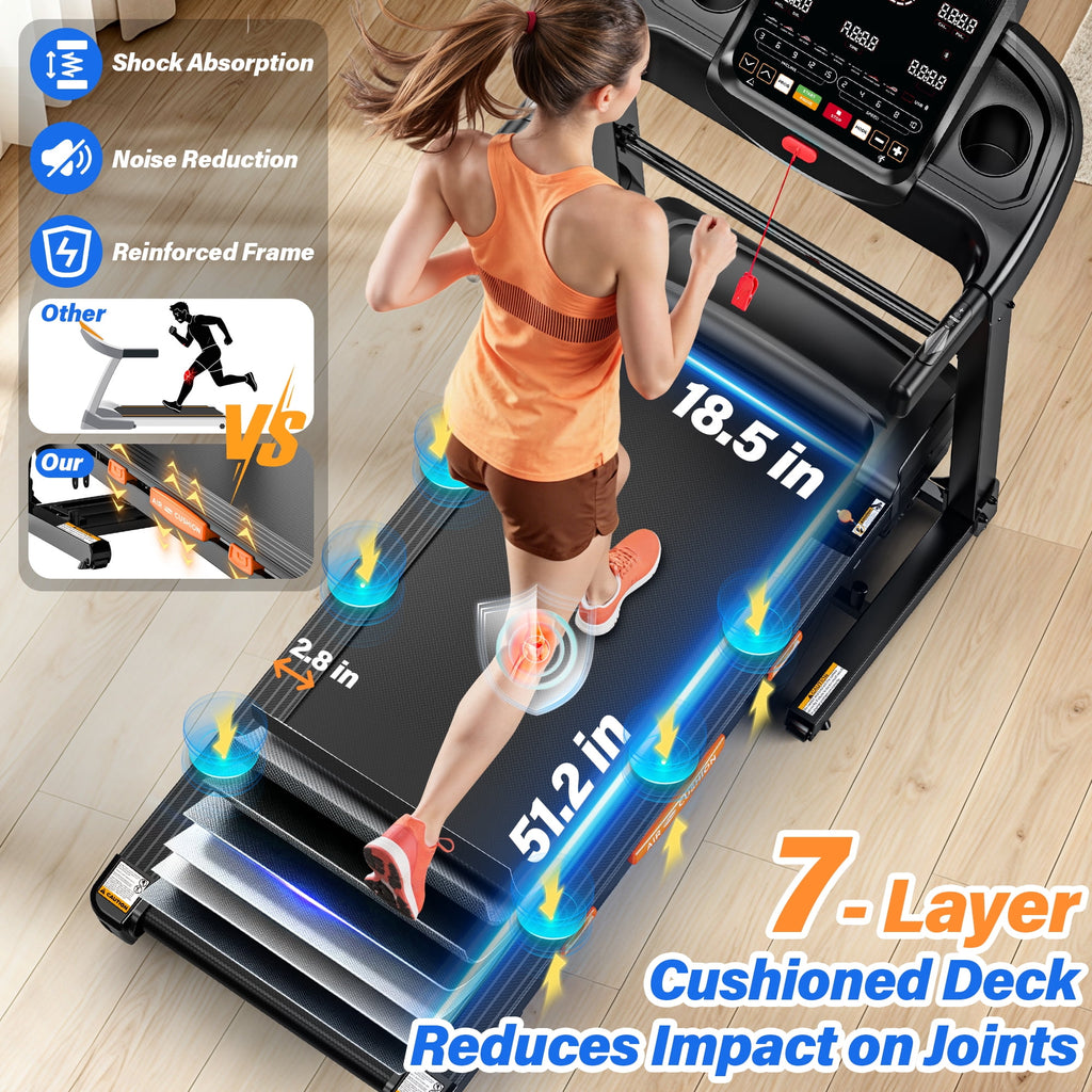 AQUGOKS 5HP Folding Treadmill for Home, Treadmill with 20 Levels Auto Incline, 12MPH Exercise Treadmill 400LBS Capacity, Foldable Treadmill with APP Control, 105 Programs, Shock Absorption Running Machine